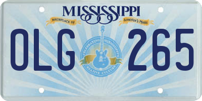 MS license plate OLG265