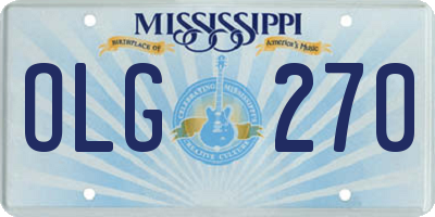MS license plate OLG270