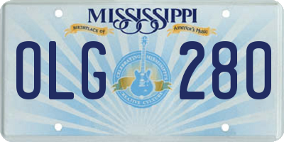 MS license plate OLG280