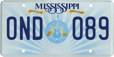 MS license plate OND089