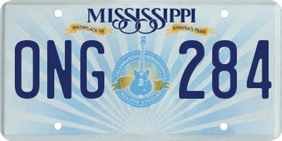 MS license plate ONG284