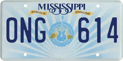 MS license plate ONG614