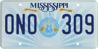 MS license plate ONO309