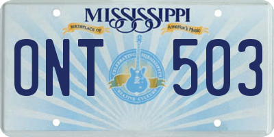 MS license plate ONT503