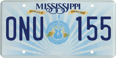 MS license plate ONU155