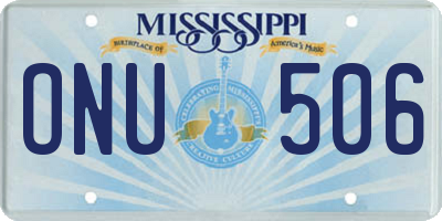 MS license plate ONU506