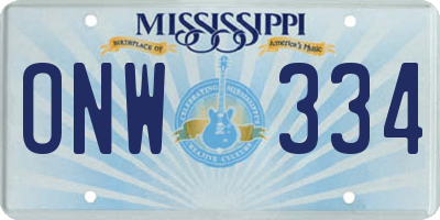 MS license plate ONW334