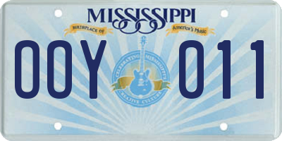 MS license plate OOY011