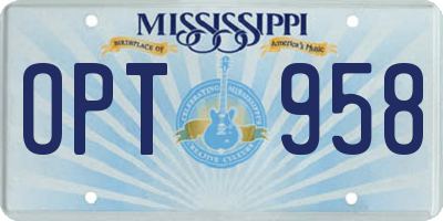 MS license plate OPT958