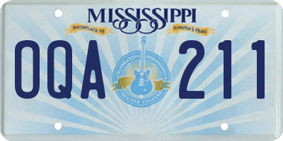 MS license plate OQA211