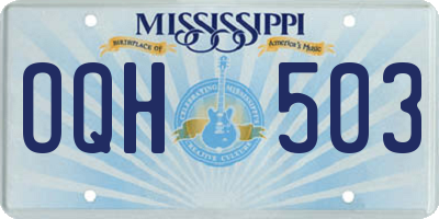 MS license plate OQH503