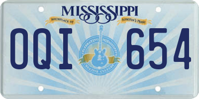 MS license plate OQI654