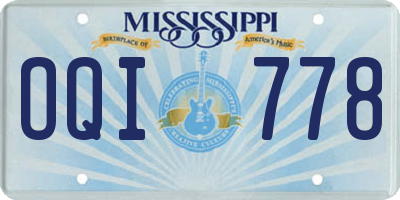 MS license plate OQI778