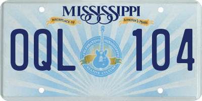MS license plate OQL104