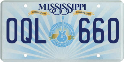 MS license plate OQL660
