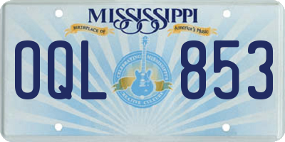 MS license plate OQL853