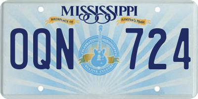 MS license plate OQN724