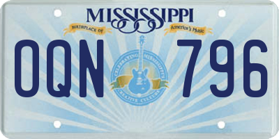 MS license plate OQN796
