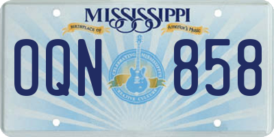 MS license plate OQN858