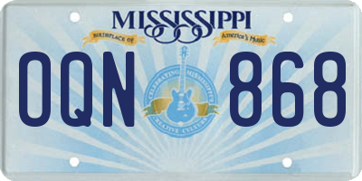 MS license plate OQN868