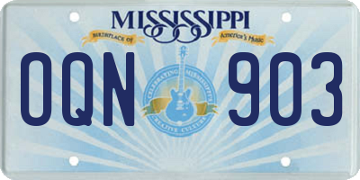 MS license plate OQN903