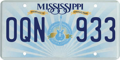 MS license plate OQN933
