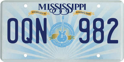 MS license plate OQN982