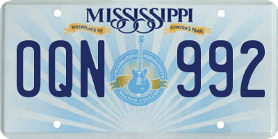 MS license plate OQN992