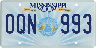 MS license plate OQN993