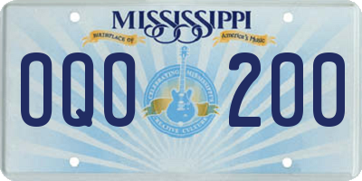 MS license plate OQO200
