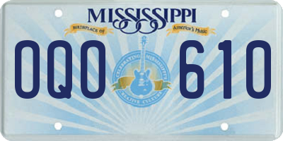 MS license plate OQO610