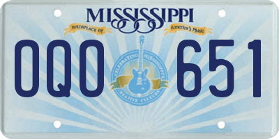 MS license plate OQO651