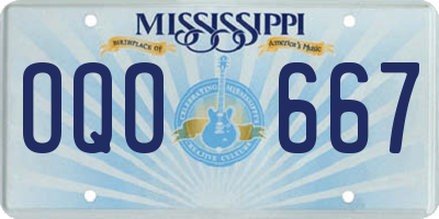 MS license plate OQO667