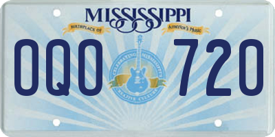 MS license plate OQO720