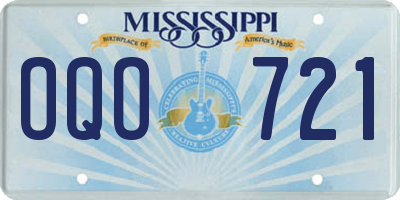 MS license plate OQO721