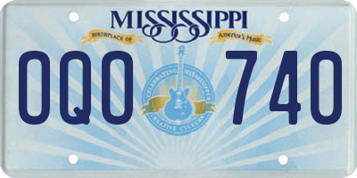 MS license plate OQO740