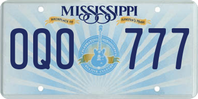 MS license plate OQO777
