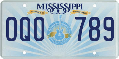 MS license plate OQO789