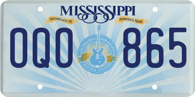 MS license plate OQO865