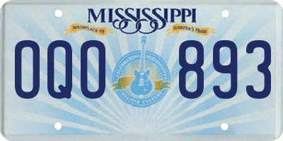 MS license plate OQO893