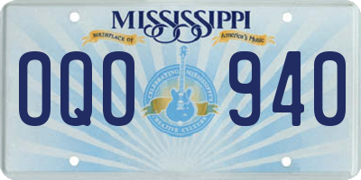 MS license plate OQO940