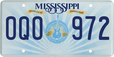 MS license plate OQO972