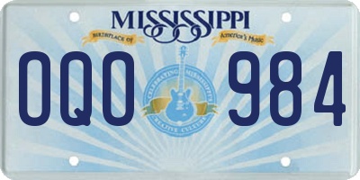 MS license plate OQO984