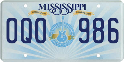 MS license plate OQO986