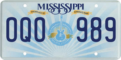 MS license plate OQO989