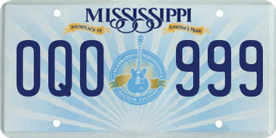 MS license plate OQO999
