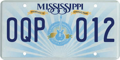 MS license plate OQP012
