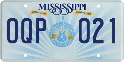 MS license plate OQP021
