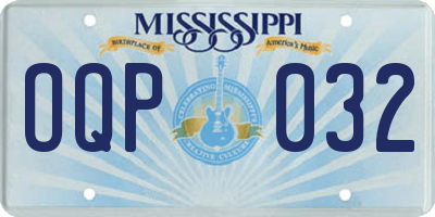 MS license plate OQP032