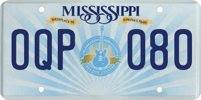 MS license plate OQP080
